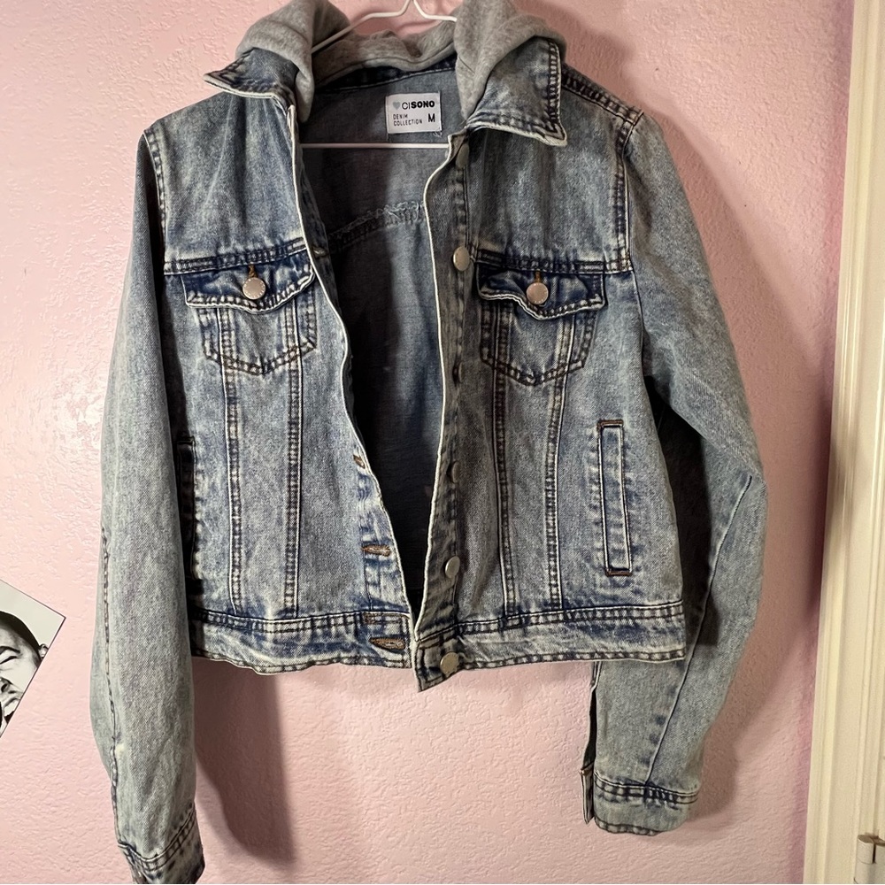 CiSono Women’s Medium Denim Jacket with Detachable Hood